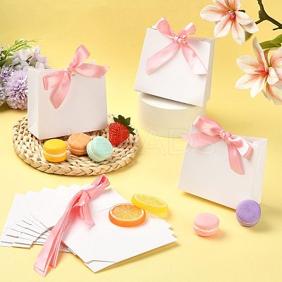 White Cardboard Paper Wedding Candy Boxes with Ribbon CON-FZC0002-002C-1