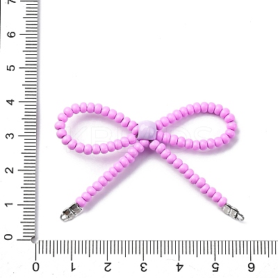 Alloy & Glass Seed Beads Bowknot Chandelier Component Links PALLOY-D359-03I-1