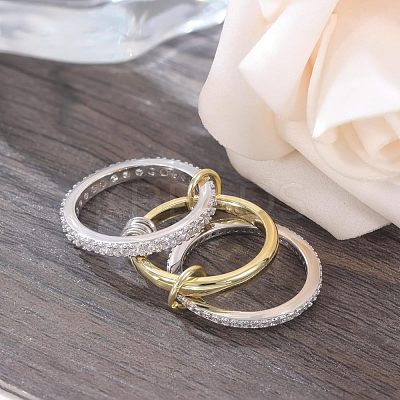 Stainless Steel Micro Pave Clear Cubic Zirconia Stackable Finger Rings WGD96BD-03-1