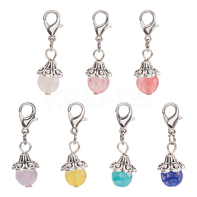 42Pcs 7 Style Gemstone Pendant Decorations HJEW-TA0001-20-1