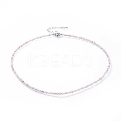 Natural Strawberry Quartz Beaded Necklaces NJEW-JN02492-06-1