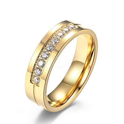 304 Stainless Steel Micro Pave Cubic Zirconia Finger Rings FS-WGAD461-17-1