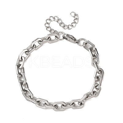 304 Stainless Steel Oval Link Chain Bracelets for Women BJEW-F529-03P-1