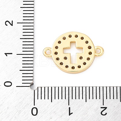 Brass Micro Pave Clear Cubic Zirconia Connector Charms KK-S510-05G-1