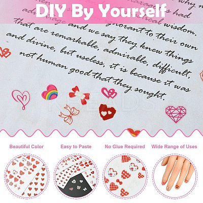 7 Sheets 7 Styles Valentine's Day Theme Paper Nail Art Sticker DIY-CJ0002-86-1