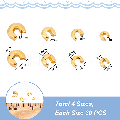 120Pcs 4 Styles 304 Stainless Steel Crimp Beads Cover STAS-UN0046-19-1