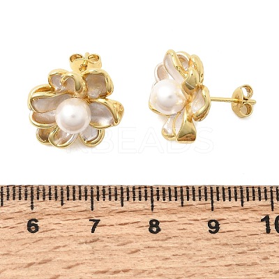 Brass Enamel Stud Earrings KK-CBAB173-02B-G-1
