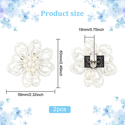 Beaded Plastic Imitation Pearl Flower Shoe Decoration FIND-FG0002-02-1