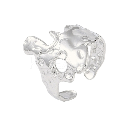 Non-Tarnish 304 Stainless Steel Textured Open Cuff Rings X-RJEW-C095-08B-P-1