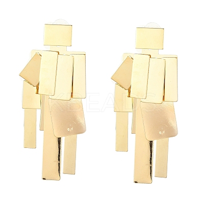 Alloy Rectangle Tassel Stud Earrings for Women EJEW-L298-01G-1