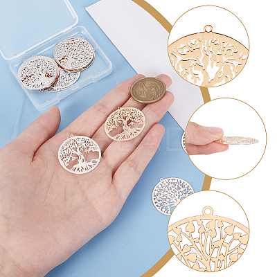 30Pcs 5 Style Rack Plating Brass Filigree Pendants KKC-AR0001-02-1