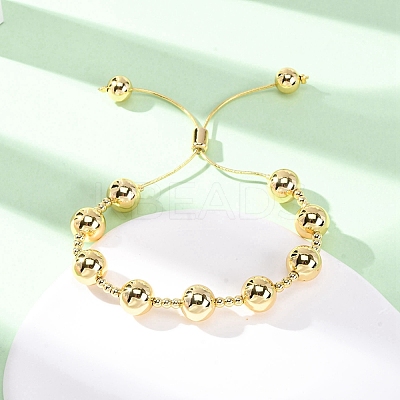 Brass Round Beads Slider Bracelets for Women LS-BJEW-D357-06A-G-1
