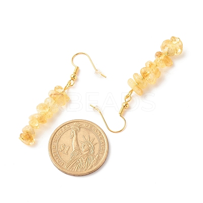 Natural Citrine Chip Beaded Dangle Earrings EJEW-JE04788-10-1
