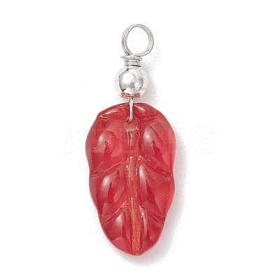 Gradient Color Baking Paint Glass Pendants PALLOY-JF04068-02-1
