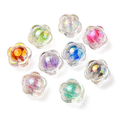 UV Plating Rainbow Iridescent Acrylic Beads OACR-A014-03-1