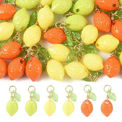 36Pcs 3 Colors Lemon Acrylic Pendants PALLOY-FS00059-01-1