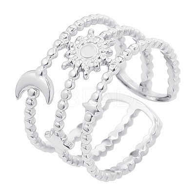 304 Stainless Steel Fashion Star Moon Cuff Ring for Men and Women KS0826-1-1