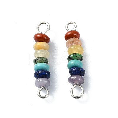 7 Chakra Gemstone Beaded Connector Charms PALLOY-JF02531-01-1