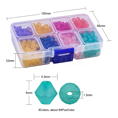 640Pcs 8 Colors Frosted Acrylic Beads MACR-YW0001-84-1
