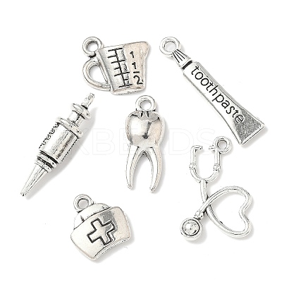 30Pcs 6 Styles Tibetan Style Alloy Pendants TIBEP-FP0001-18-1