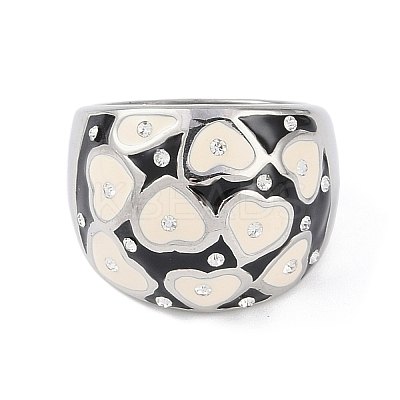 304 Stainless Steel Enamel Wide Finger Rings for Women STAS-U013-03A-P-1