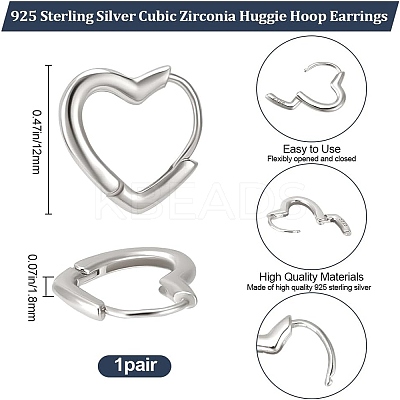 1 Pair Sterling Silver Hoop Earrings EJEW-BBC0001-38P-1