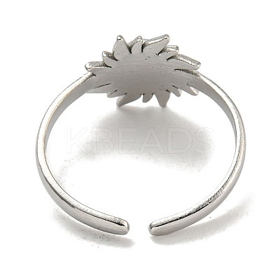 304 Stainless Steel Synthetic Turquoise Cuff Rings G-Z056-01P-05-1