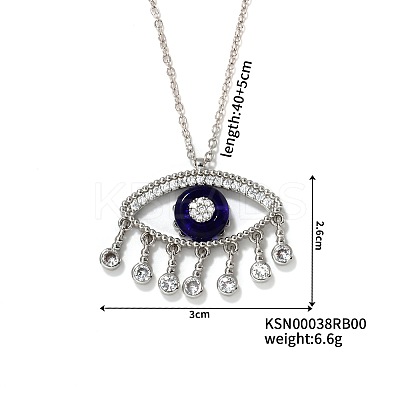 Cute Eye Brass Clear Cubic Zirconia Pendant Necklaces SU9142-2-1
