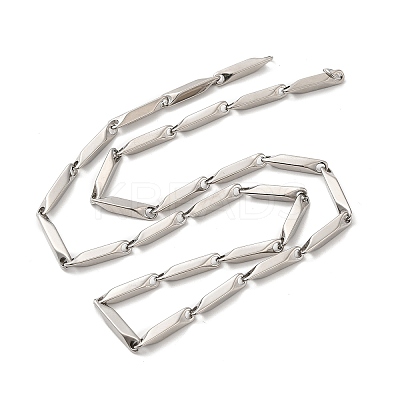 Non-Tarnish 201 Stainless Steel Rectangle Bar Link Chain Necklace NJEW-Q316-01A-P-1