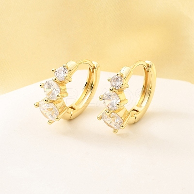 Brass Micro Pave Clear Cubic Zirconia Hoop Earrings EJEW-Z121-06G-1