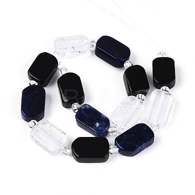 Natural Obsidian & Sodalite & Quartz Crystal Beads Strands G-N358-02A-02-1