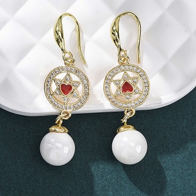 Brass Micro Pave Clear Cubic Zirconia Dangle Earrings EJEW-F362-03G-1