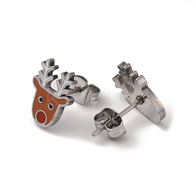 3 Pairs 3 Styles Christmas 304 Stainless Steel Hoop & Studs Earrings Set for Women EJEW-K279-12F-P-1