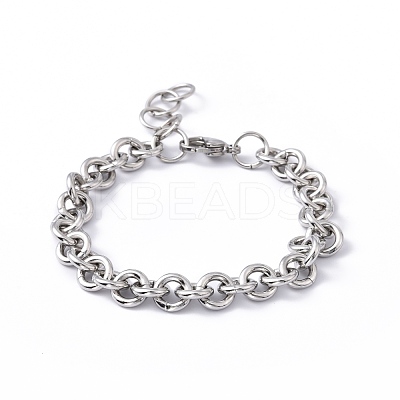 Tarnish Resistant 304 Stainless Steel Rolo Chain Bracelets BJEW-F433-01P-1