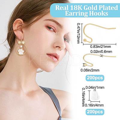 200Pcs 316 Surgical Stainless Steel Earring Hooks STAS-BBC0001-89-1