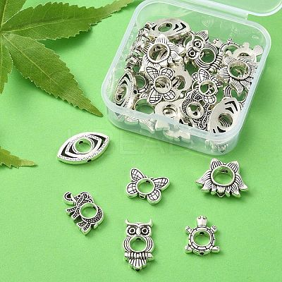 30Pcs 6 Style Tibetan Style Alloy Bead Frame FIND-YW0003-19-1