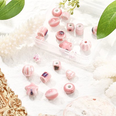 20Pcs 10 Styles Pearlized Handmade Porcelain Beads PORC-FP0001-08-1