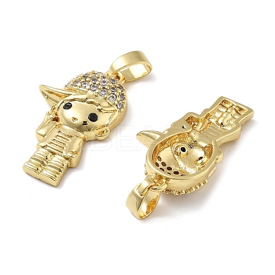Boy Brass Micro Pave Cubic Zirconia Pendants KK-M325-15A-G-1
