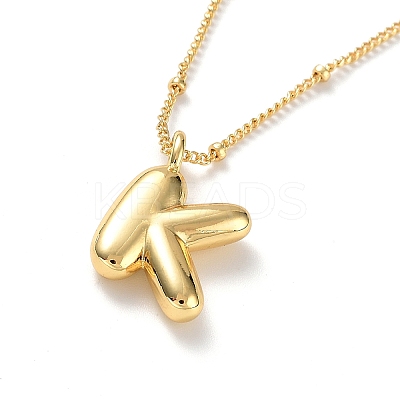 Initial Letter Brass Pendant Necklace NJEW-A015-21G-K-1