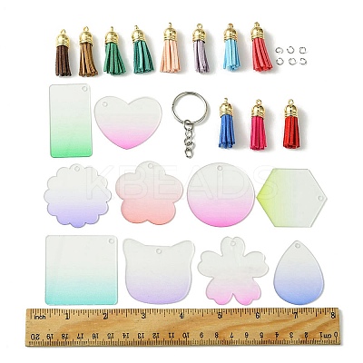 DIY Acrylic Disc Tassel Keychain Making Kits DIY-FS0006-01A-1