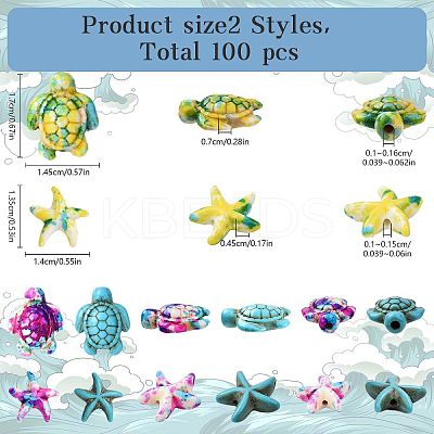100Pcs 10 Colors Synthetic Turquoise Beads G-YW0002-01A-1