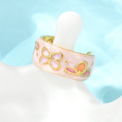 304 Stainless Steel Enamel Adjustable Cuff Rings for Women LS-RJEW-A074-05G-1