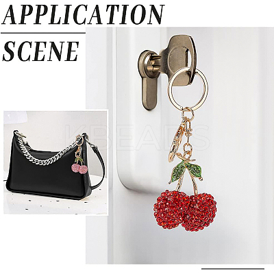 2Pcs 2 Colors Zinc Alloy Rhinestone Keychain KEYC-BC0001-13-1