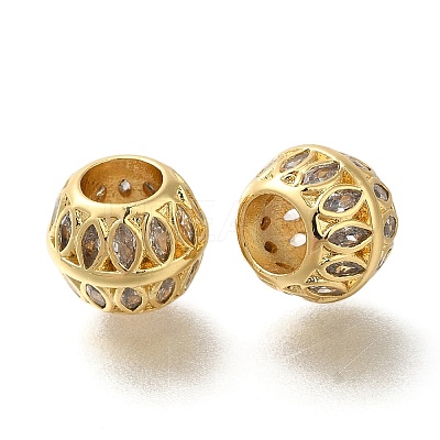 Brass with Cubic Zirconia European Beads KK-Z086-21G-1