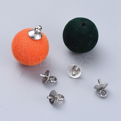 201 Stainless Steel Cup Pearl Peg Bails Pin Pendants STAS-E030-5-1