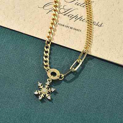 Brass Micro Pave Clear Cubic Zirconia Charm Bracelets BJEW-U020-13G-1