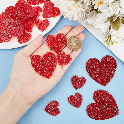 4 Styles Heart Hotfix Rhinestone Appliques PATC-CP0001-02B-1