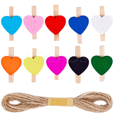 80Pcs 10 Colors Wooden Clips Tacks DIY-CP0012-83-1