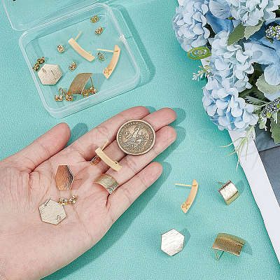 16Pcs 4 Style Brass Stud Earring Findings KK-BBC0003-30-1