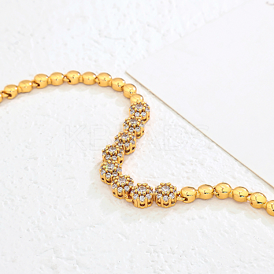 Brass Micro Pave Clear Cubic Zirconia Link Chain Bracelets for Women HV4092-1